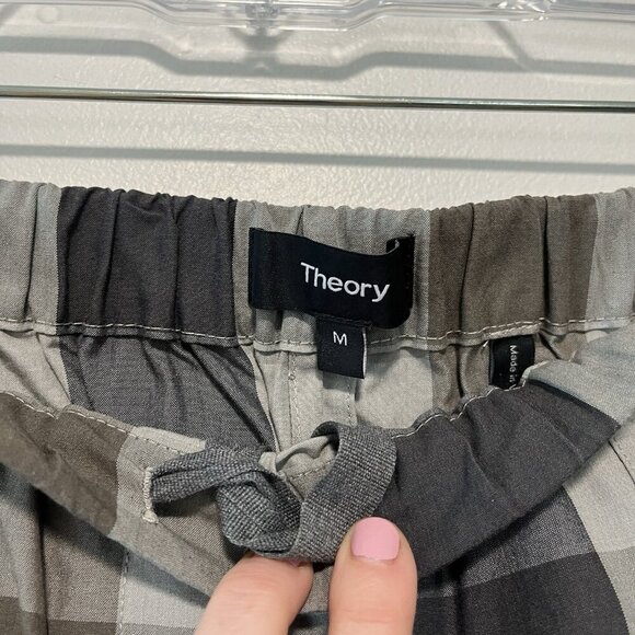 Theory‎ Easy Cargo Pant in Plaid Cotton Silk Multi Women's Size Medium - Picture 4 of 9